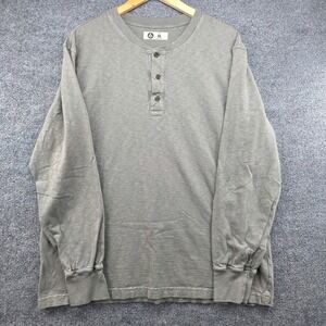 American Giant Mens Long Sleeve Henley Shirt Gray XL Made in USA‎